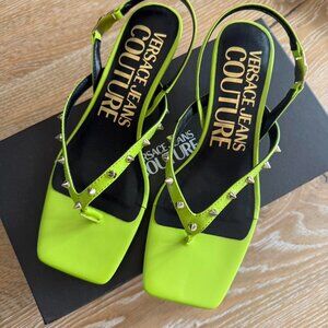 NWT Versace Green Kitten Sandal Heels Size 35
